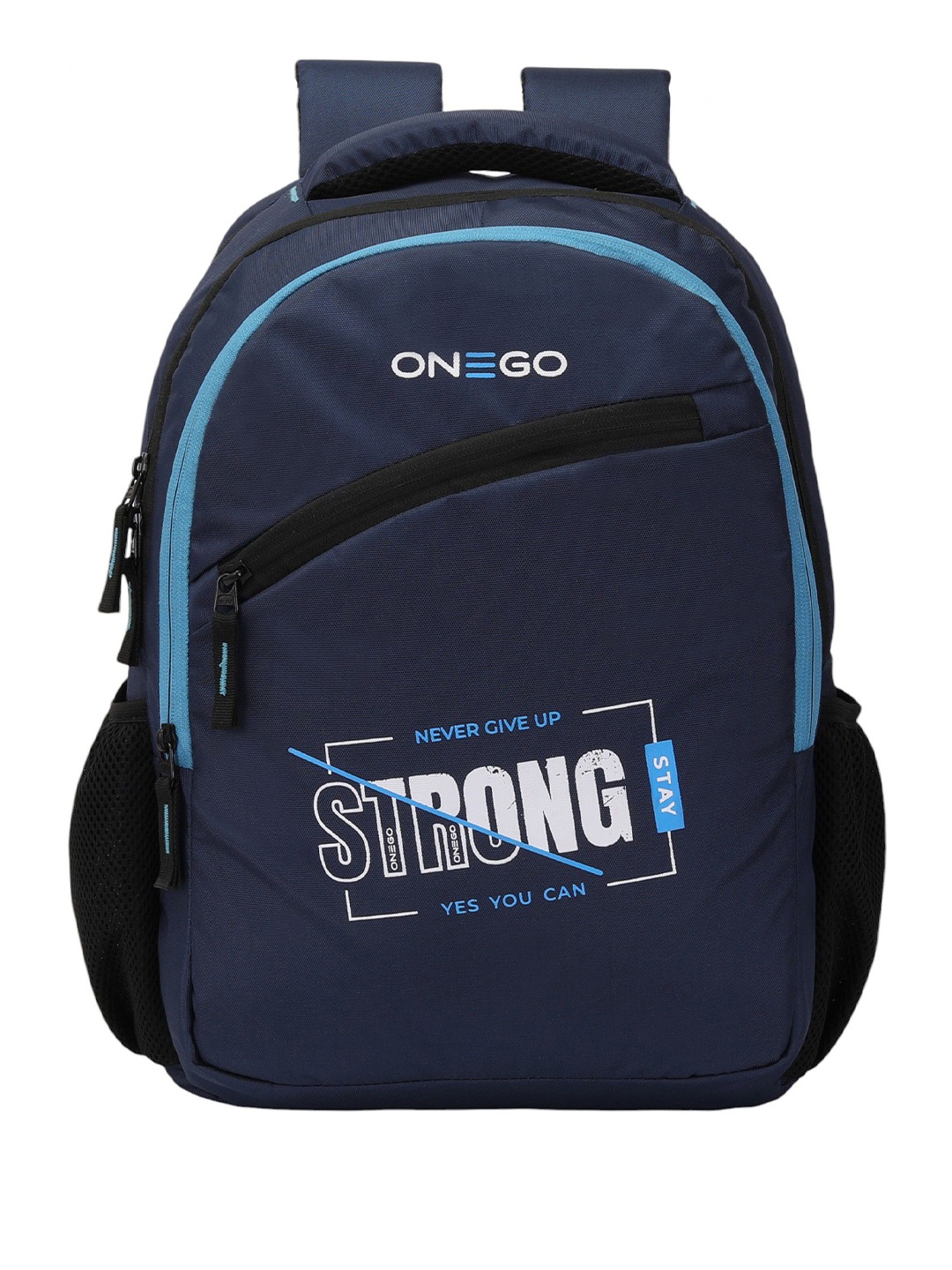 

ONEGO Men Typography Printed Backpack with Compression Straps, Navy blue