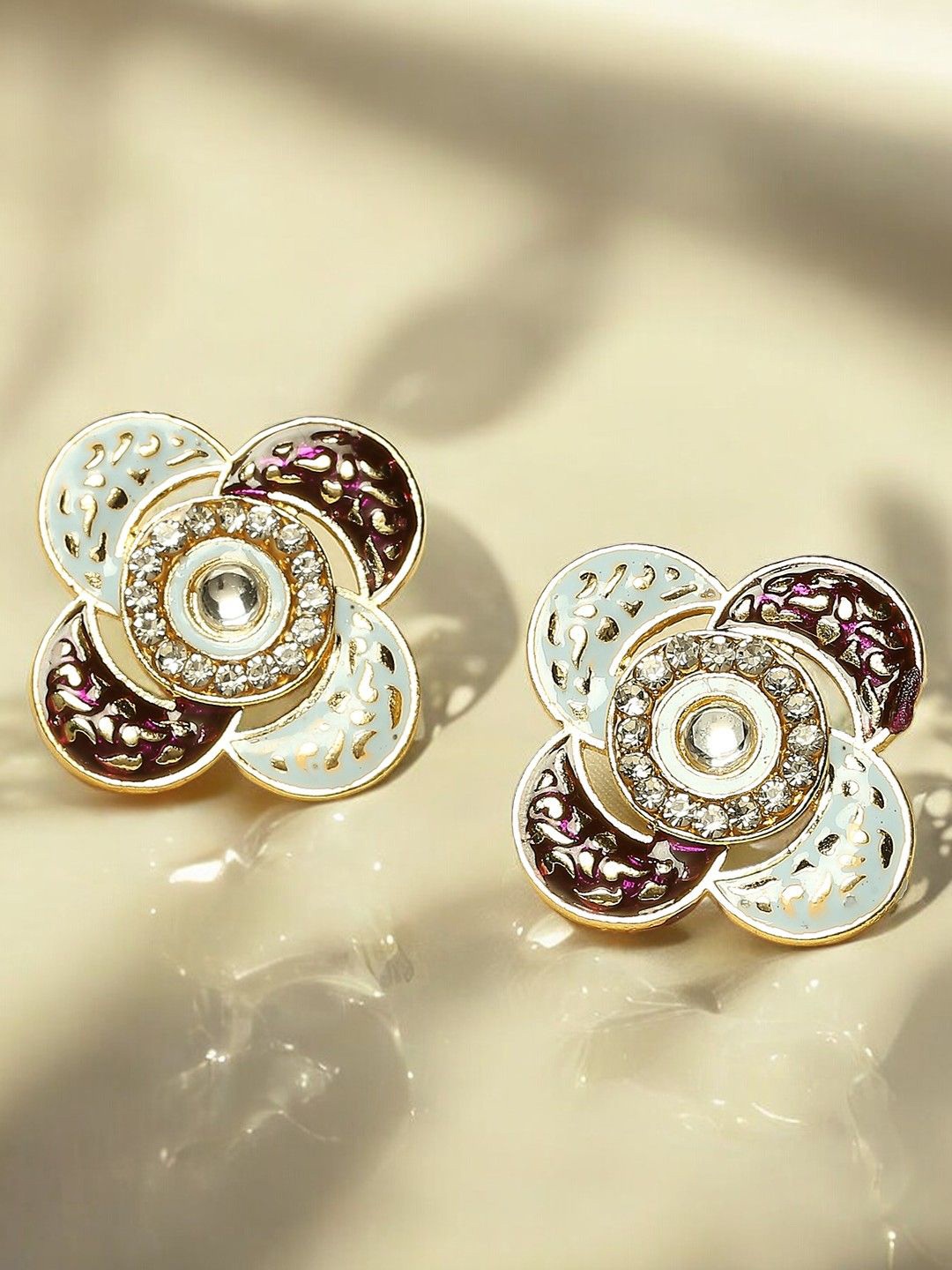 

Anouk Artificial Stones Studded Floral Shaped Meenakari Studs, Blue