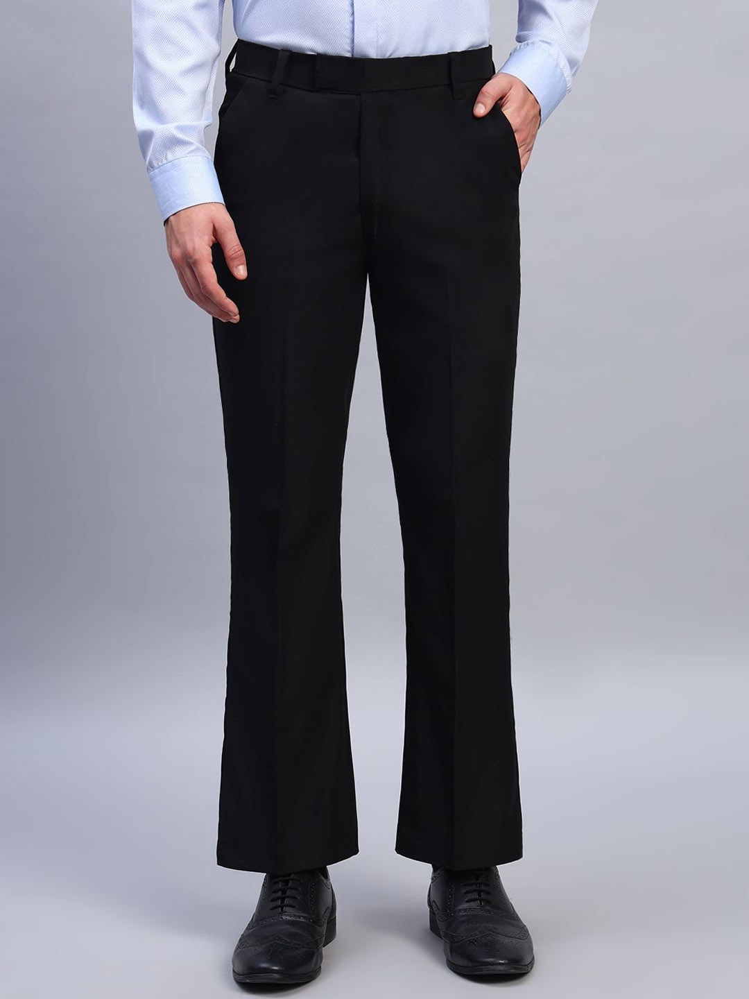 

AXNIS Men Ultra Regular Fit Flared Formal Trouser, Black