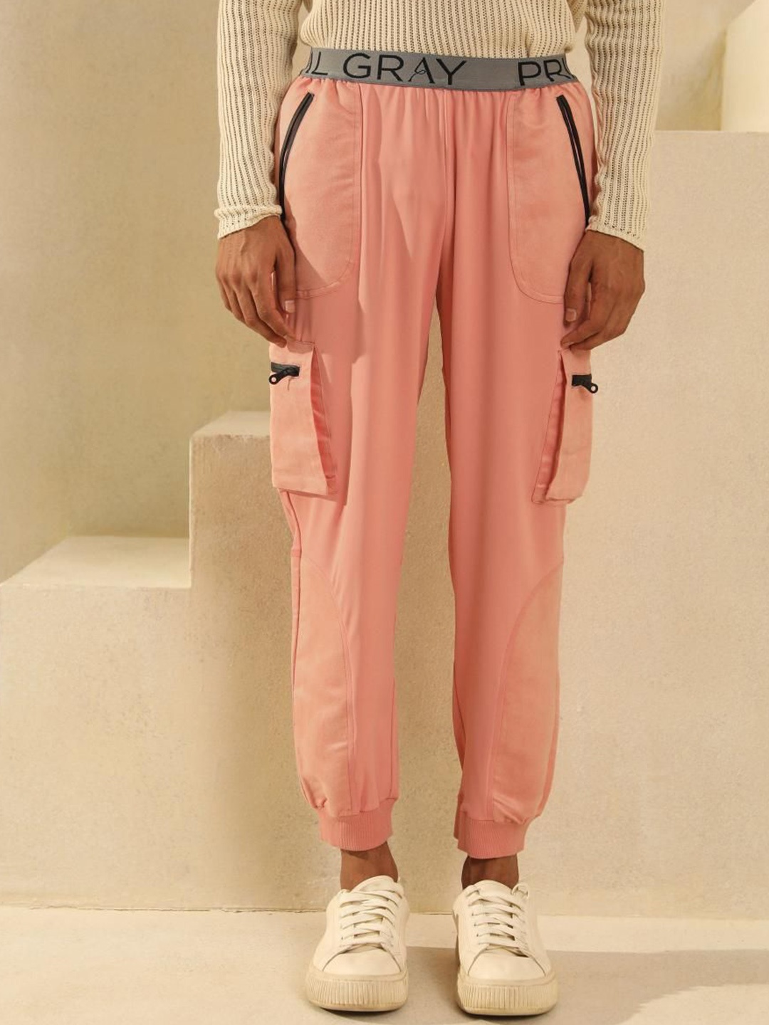 

PRIMAL GRAY Men Relaxed Fit Mid-Rise Jogger Trouser, Coral