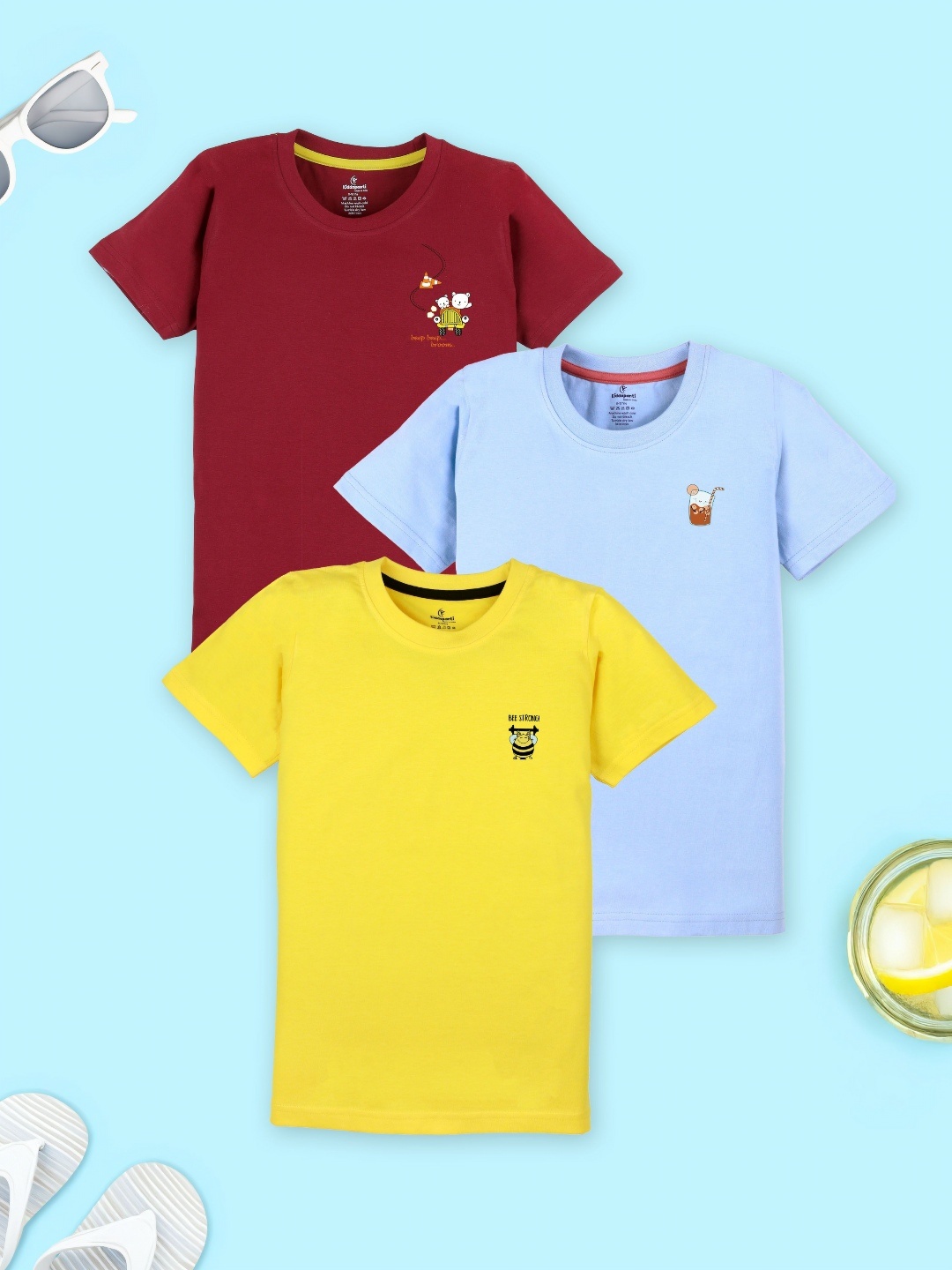 

KiddoPanti Boys 3 Printed T-shirt, Yellow