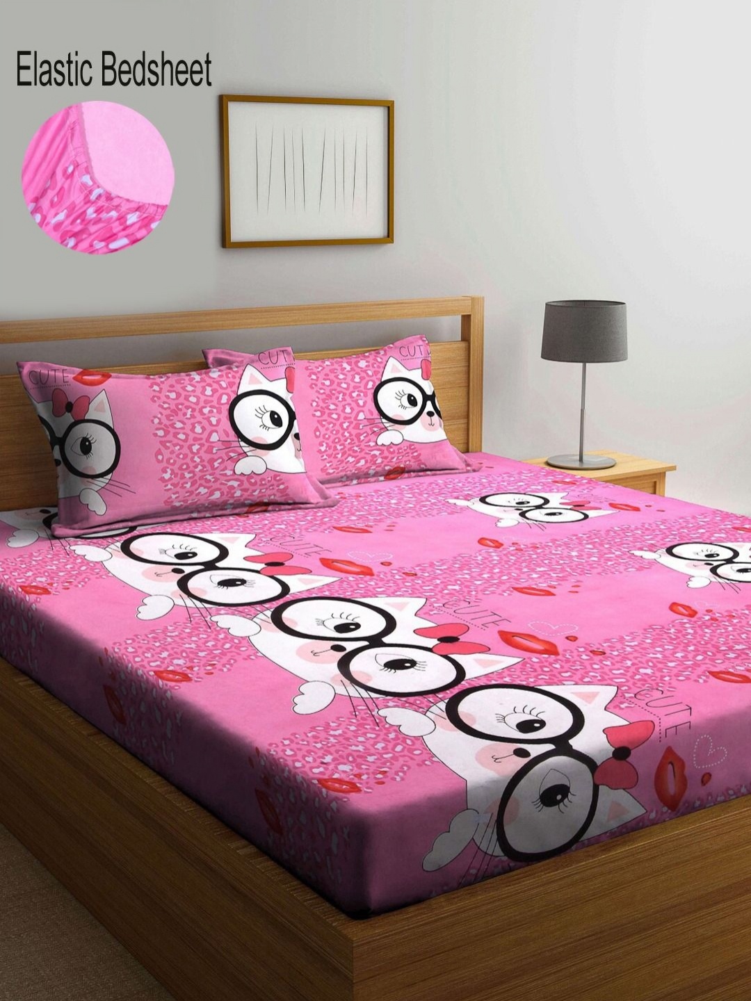 

Myntra Elegant Homes Pink & White Printed 300 TC King Bedsheet Set- 2.50 m x 2.25 m