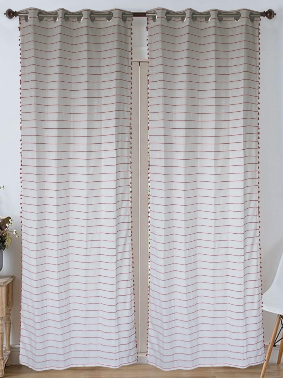

Dekor World Beige Set of 2 Striped Door Curtain