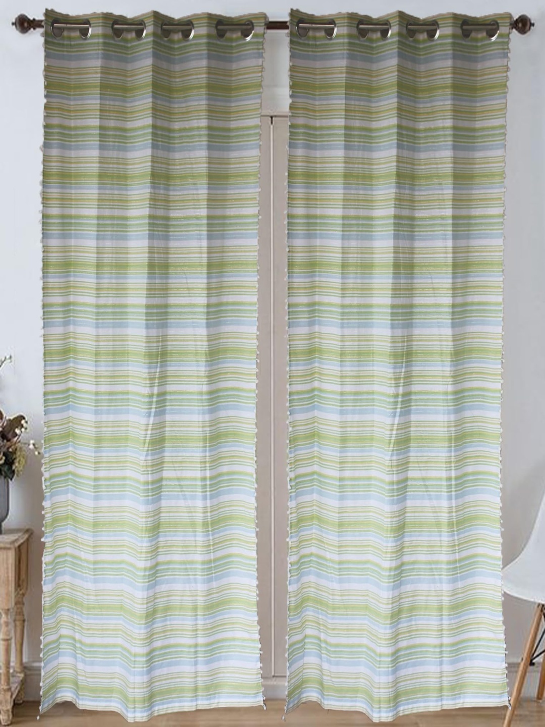 

Dekor World Beige Set of 2 Striped Door Curtain