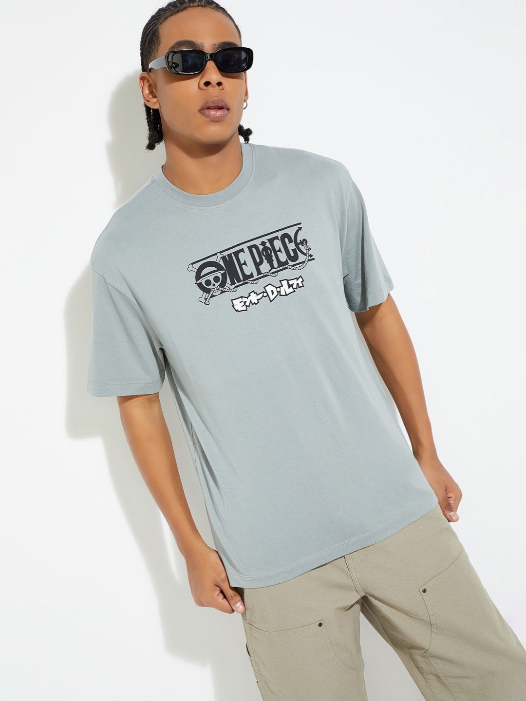 

max Men Graphic Printed Round Neck Cotton T-shirt, Blue