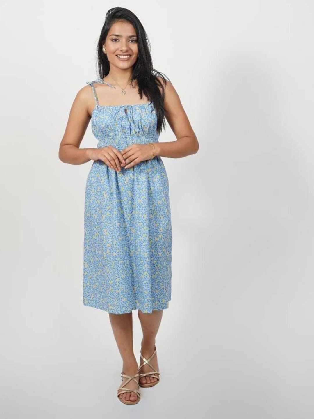 

XOXO Cherry Women Floral Printed Fit & Flare Midi Dress, Blue