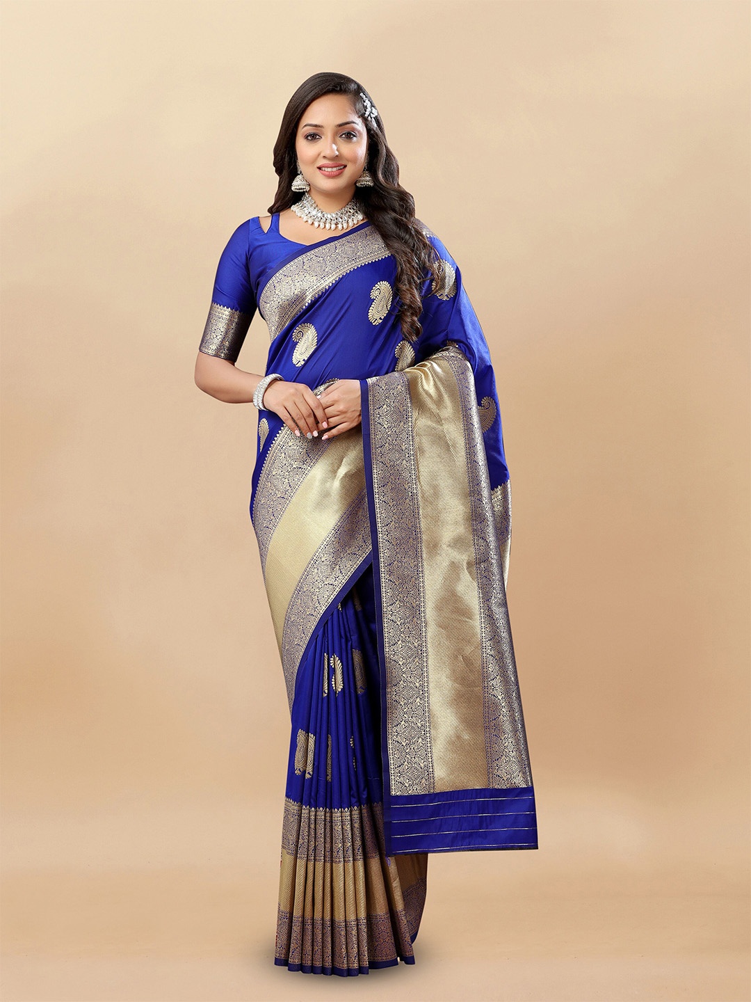 

VEECHIS Woven Design Banarasi Saree, Blue