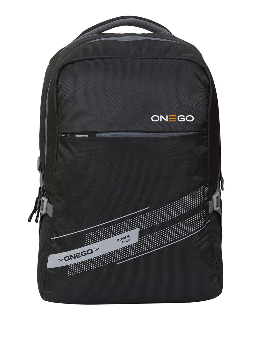 

ONEGO Men Typography Backpack with Compression Straps, Black