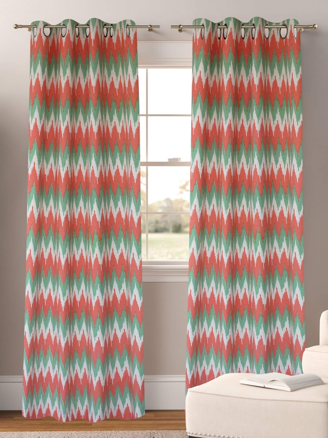 

Dekor World Multicoloured Set of 2 Window Curtain, Multi