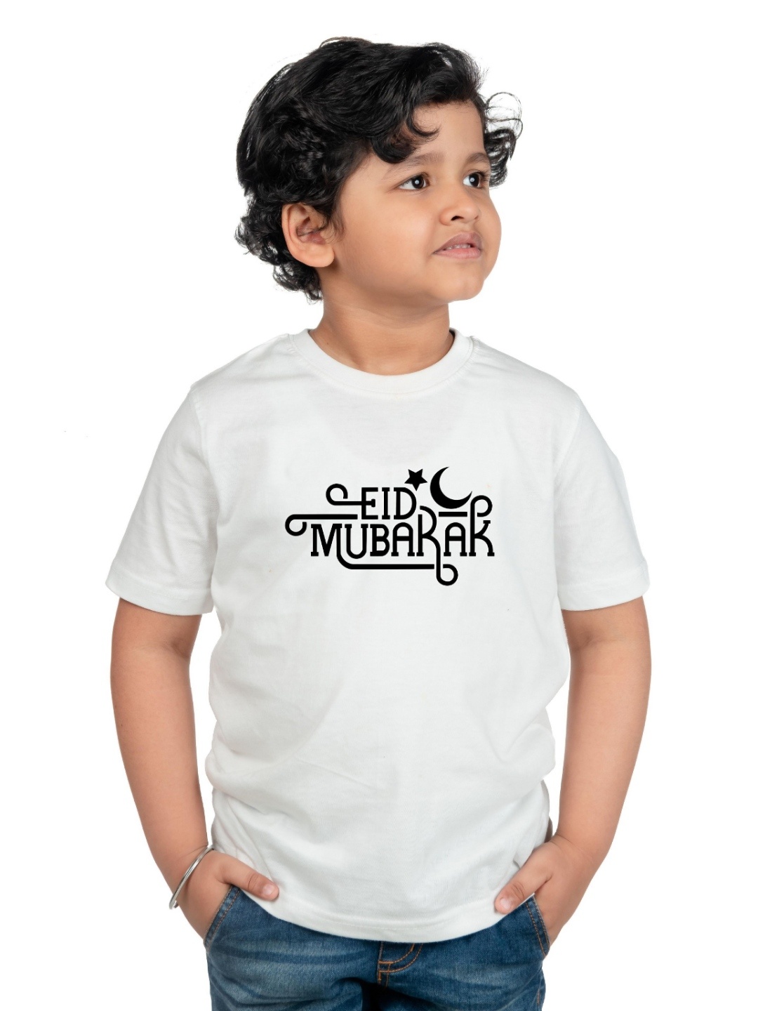 

Chombooka Kids Typography Printed Monochrome Applique T-shirt, White
