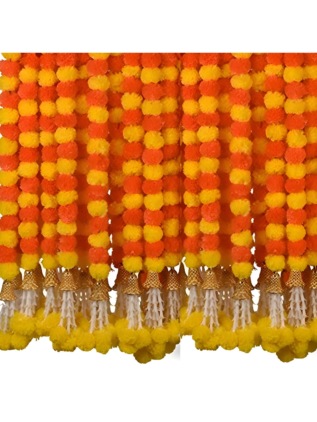 

RR Crafts Set Of - 5 Orange -Colored & Yellow Artificial Marigold Flowers Festive Decor