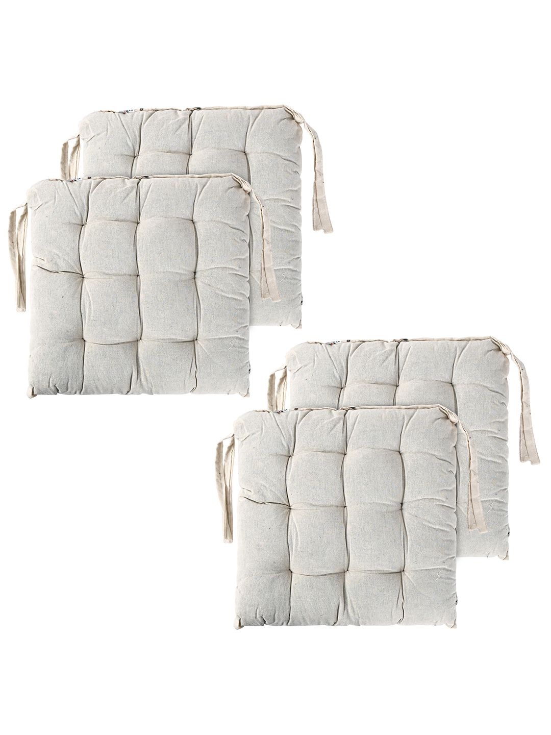 

Kuber Industries Cream-Coloured 4 Pieces Cotton Comfort Chair Pads