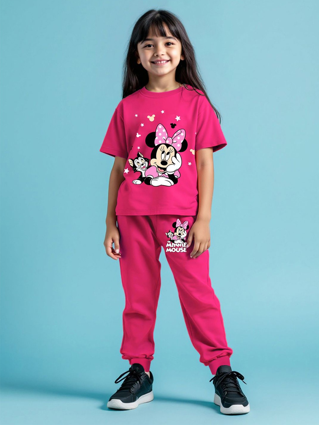 

Disney By Miss and Chief Girls Printed T-shirt And joggers, Pink