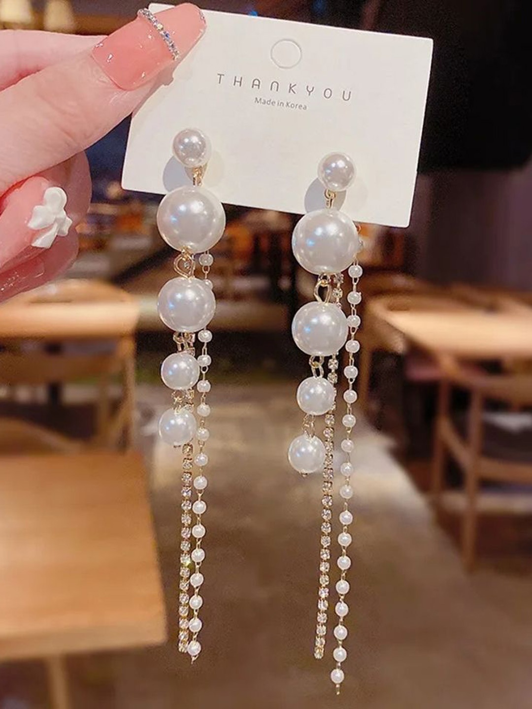 

Celestique Contemporary Pearls Drop Earrings, White