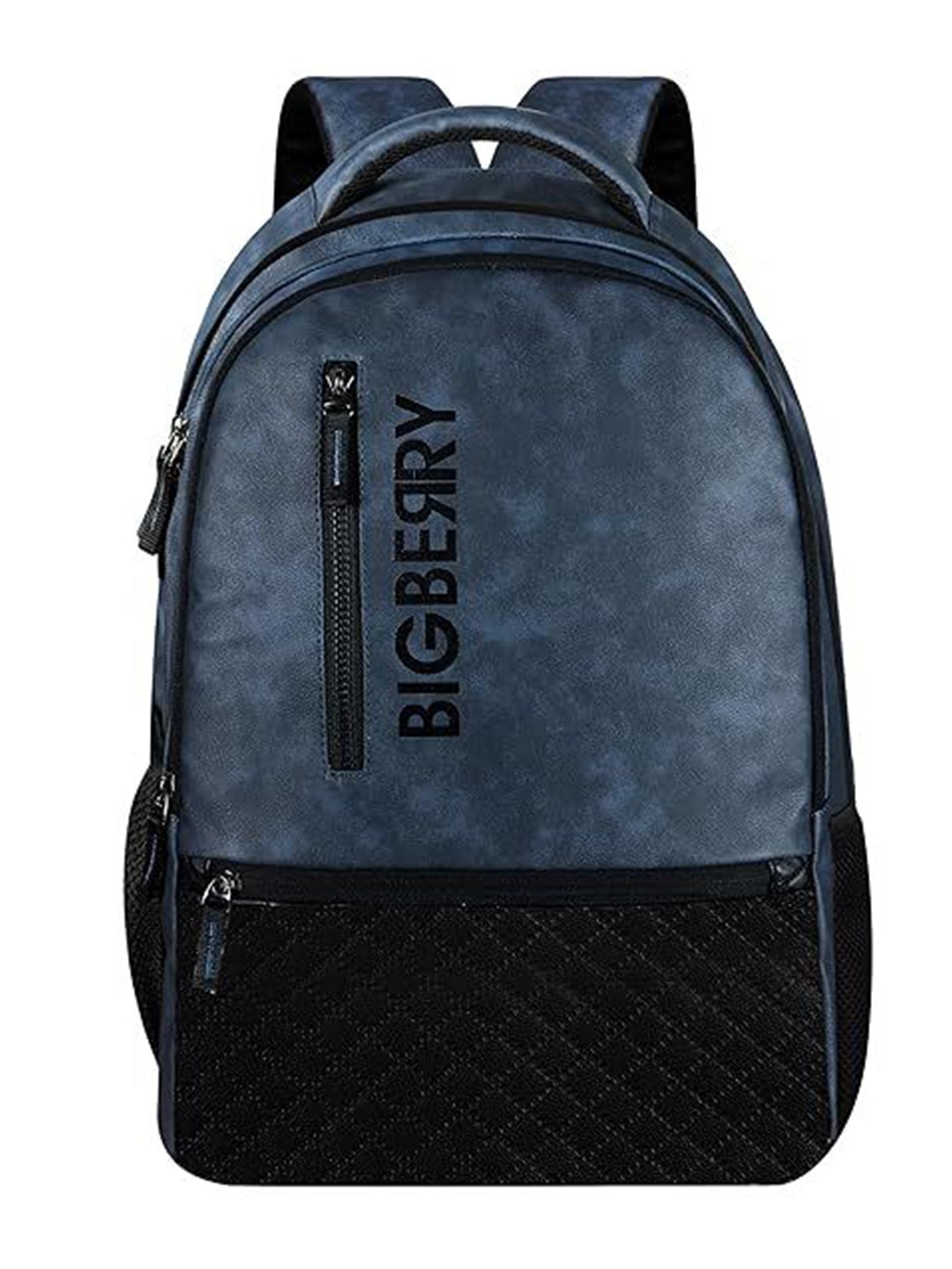 

BIGBERRY Men Brand Logo Printed Leather Backpack, Blue