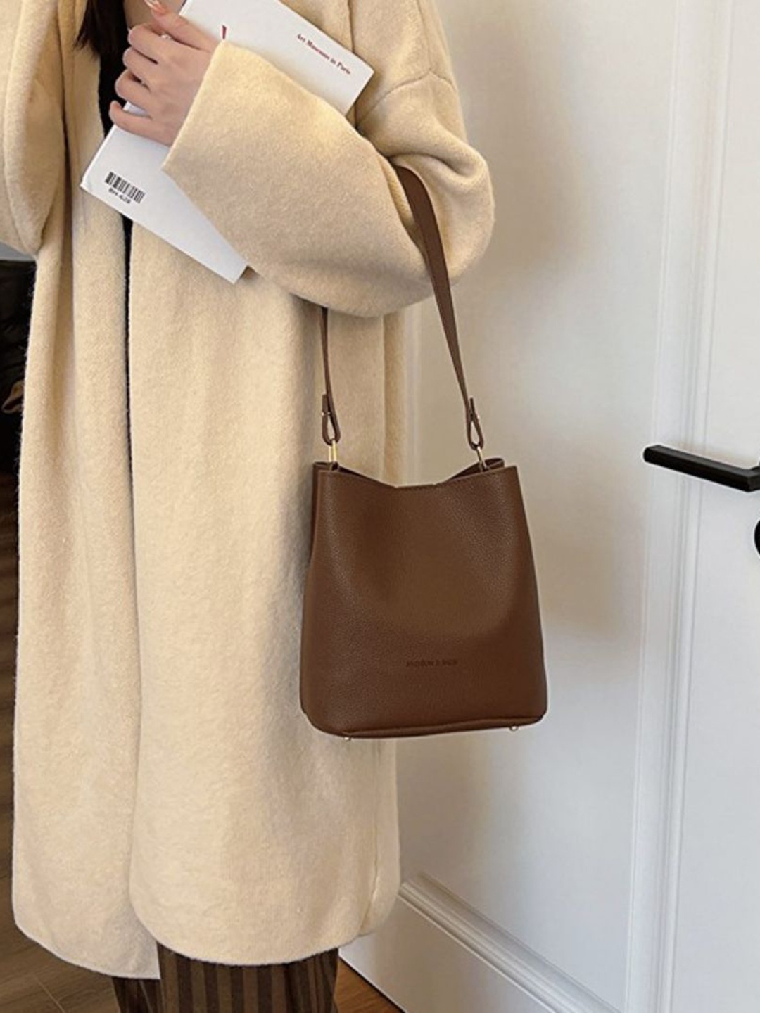 

DressBerry PU Shopper Sling Bag, Brown