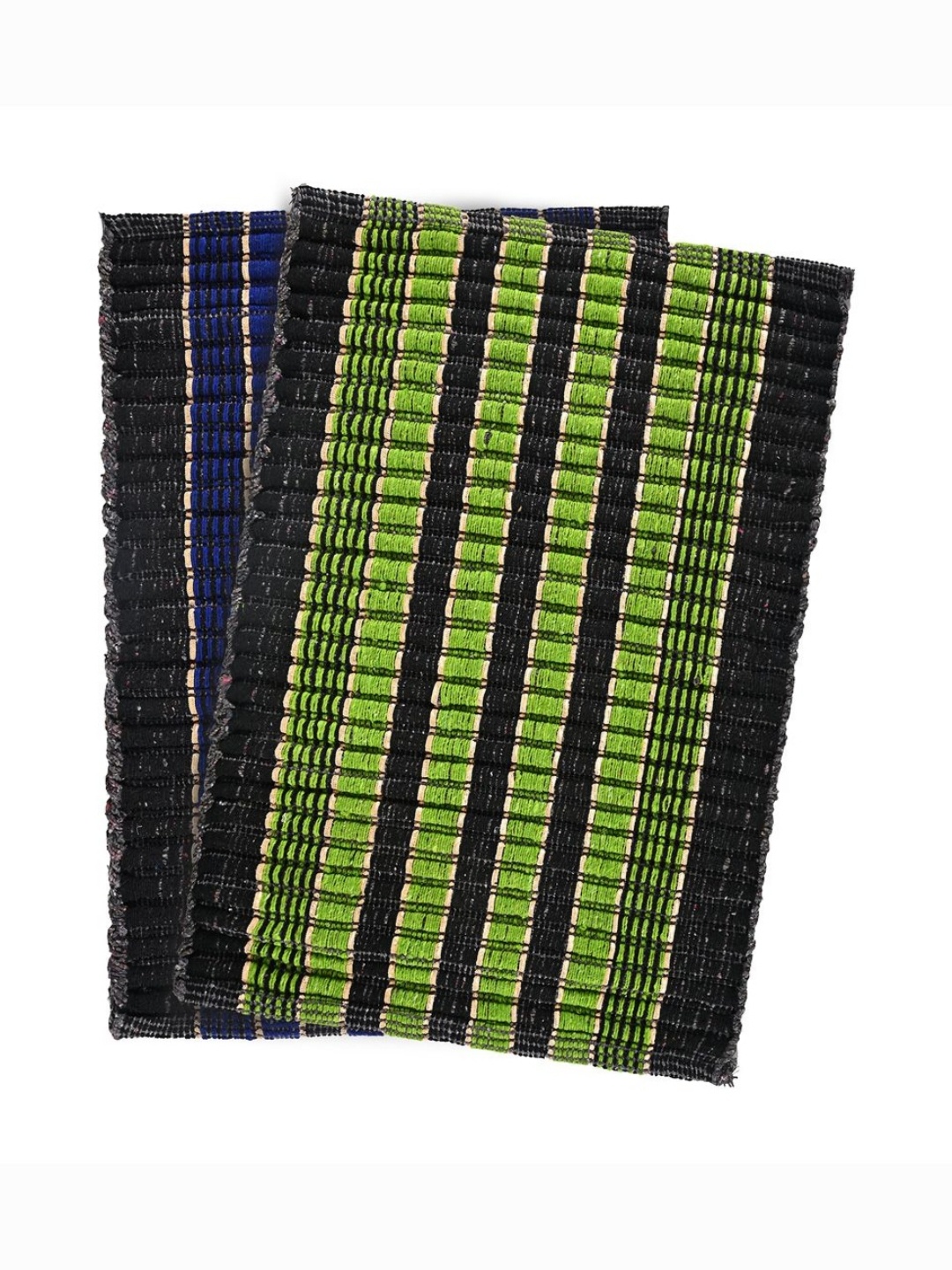 

Aura Blue & Green 2 Pieces Striped Microfiber Rectangle Durable Anti Skid Doormats