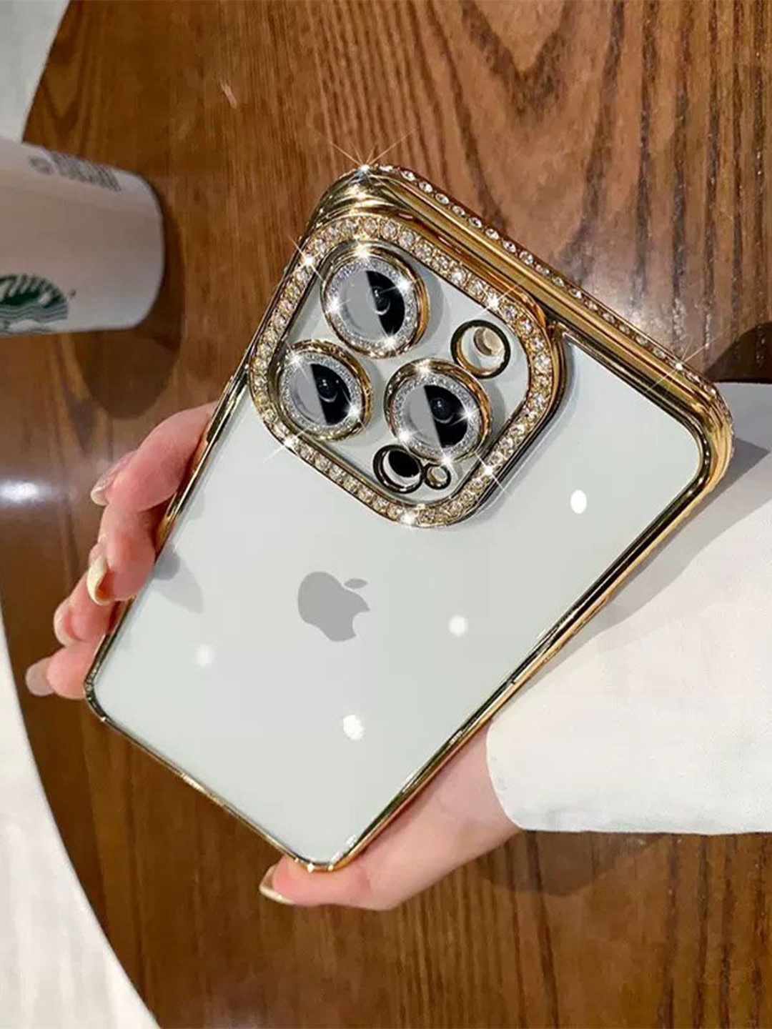 

Luxury Kase Quirky Printed iPhone 15 Pro Max Back Case Mobile Accessories, Gold