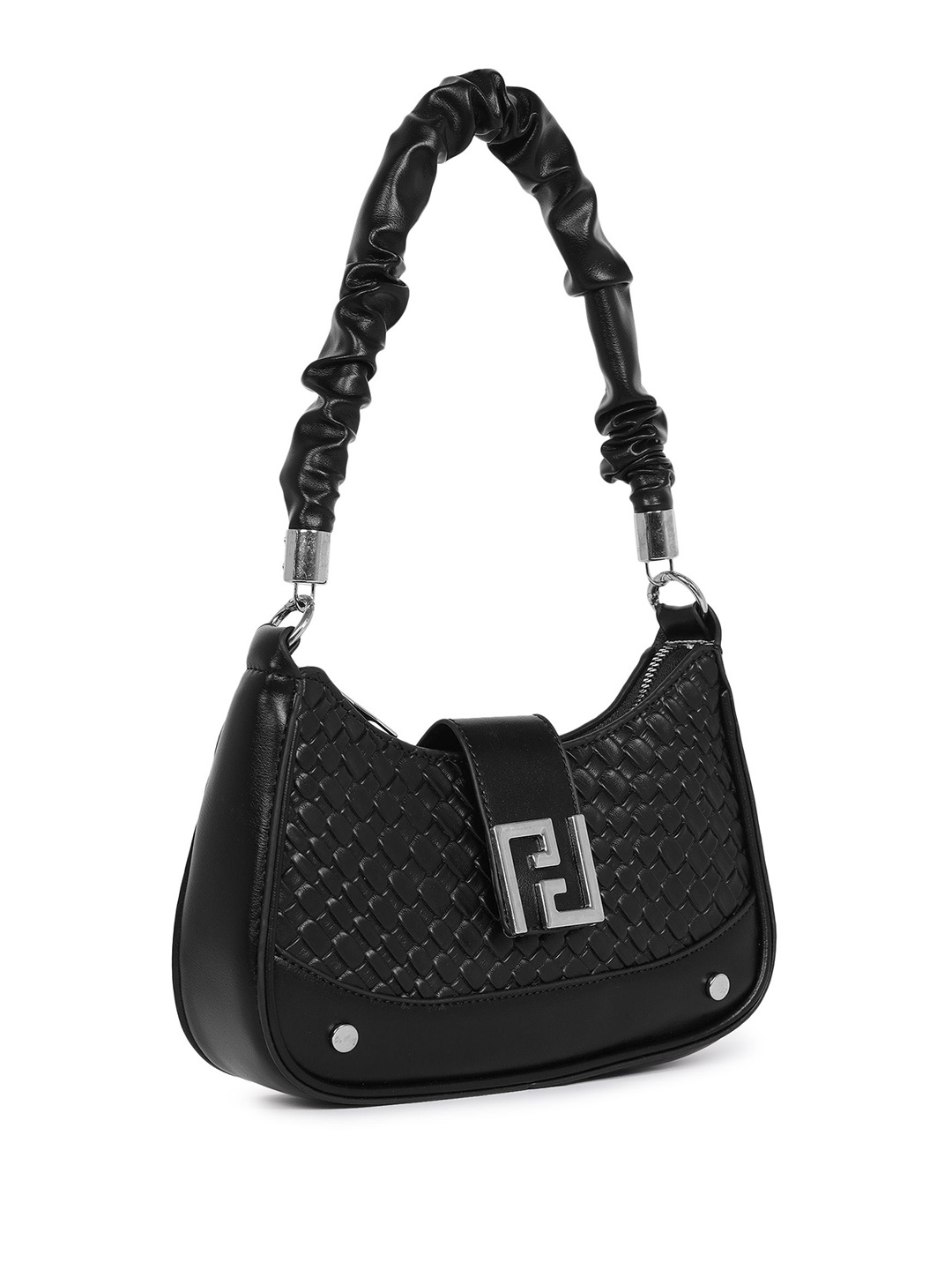 

Pramadda Pure Luxury PU Half Moon Sling Bag, Black
