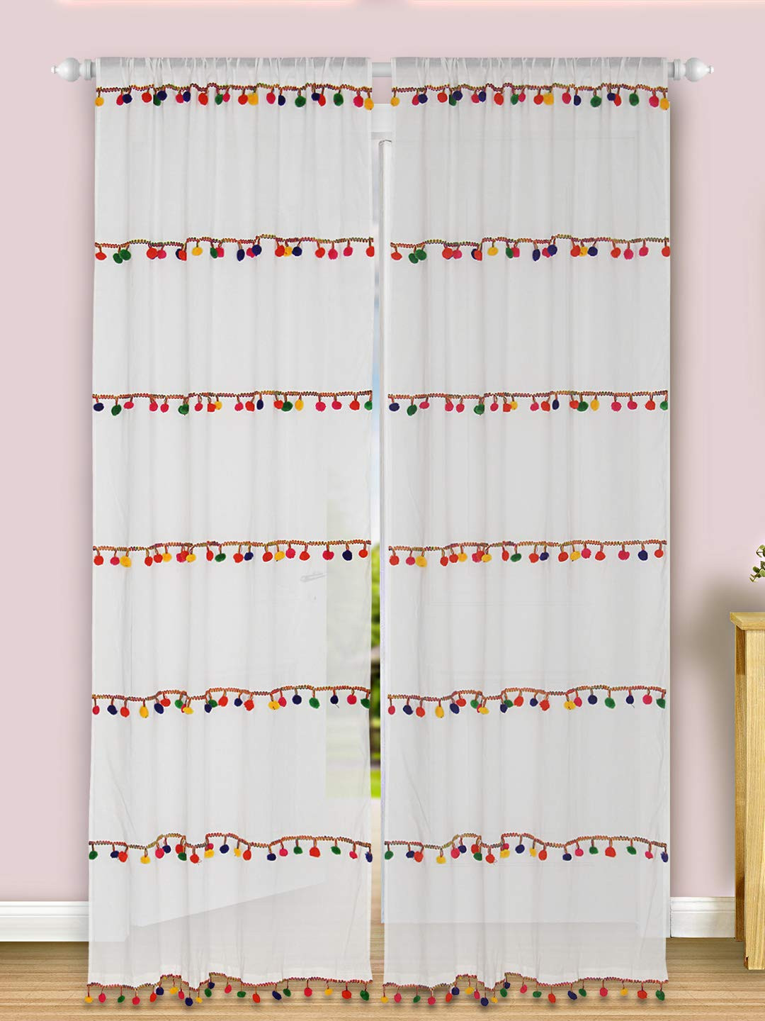 

Dekor World Multicoloured Set of 2 Embellished Sheer Door Curtain, Multi