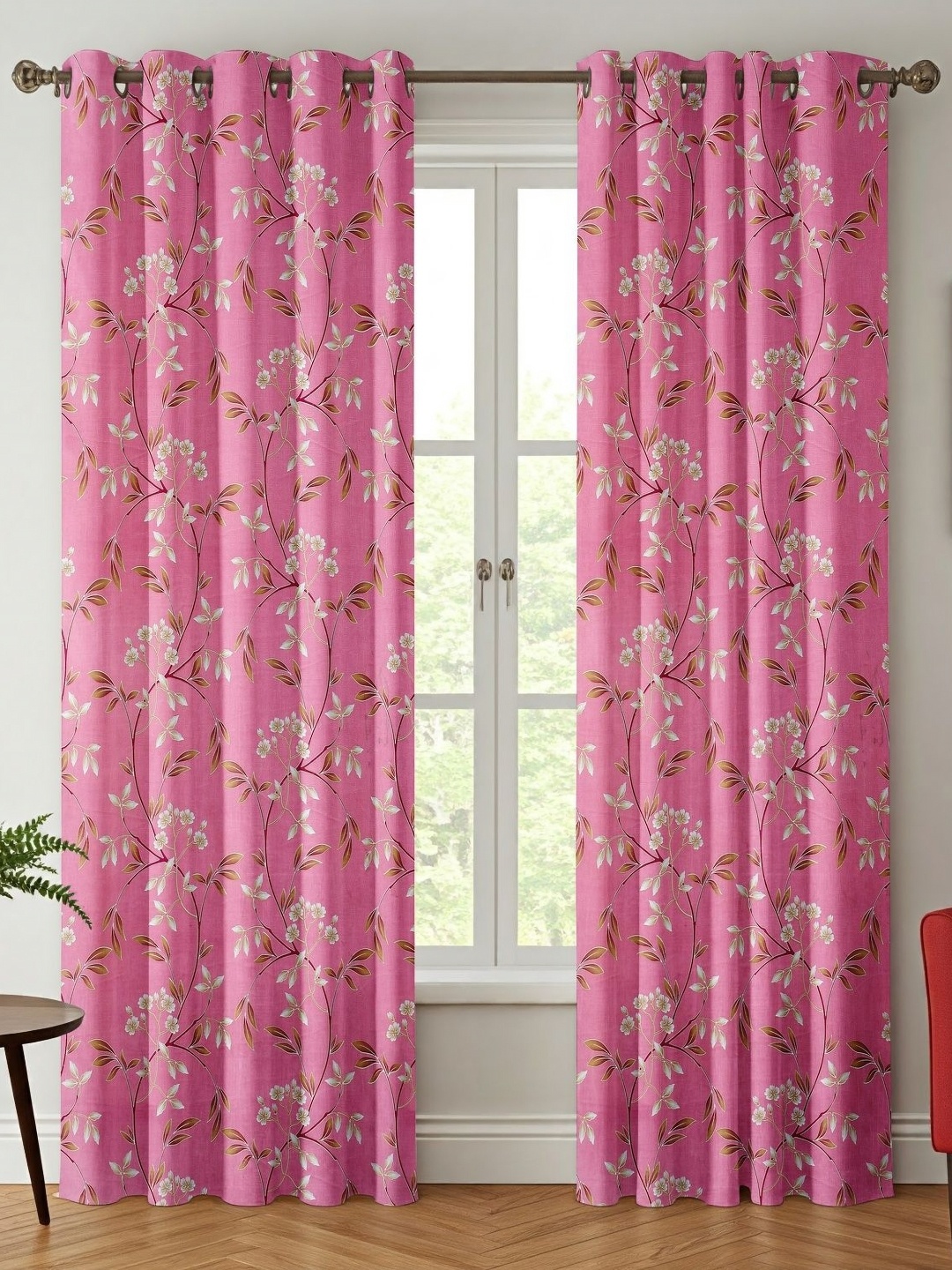 

Galaxy Home Decor Pink Set of 2 Floral Window Curtain