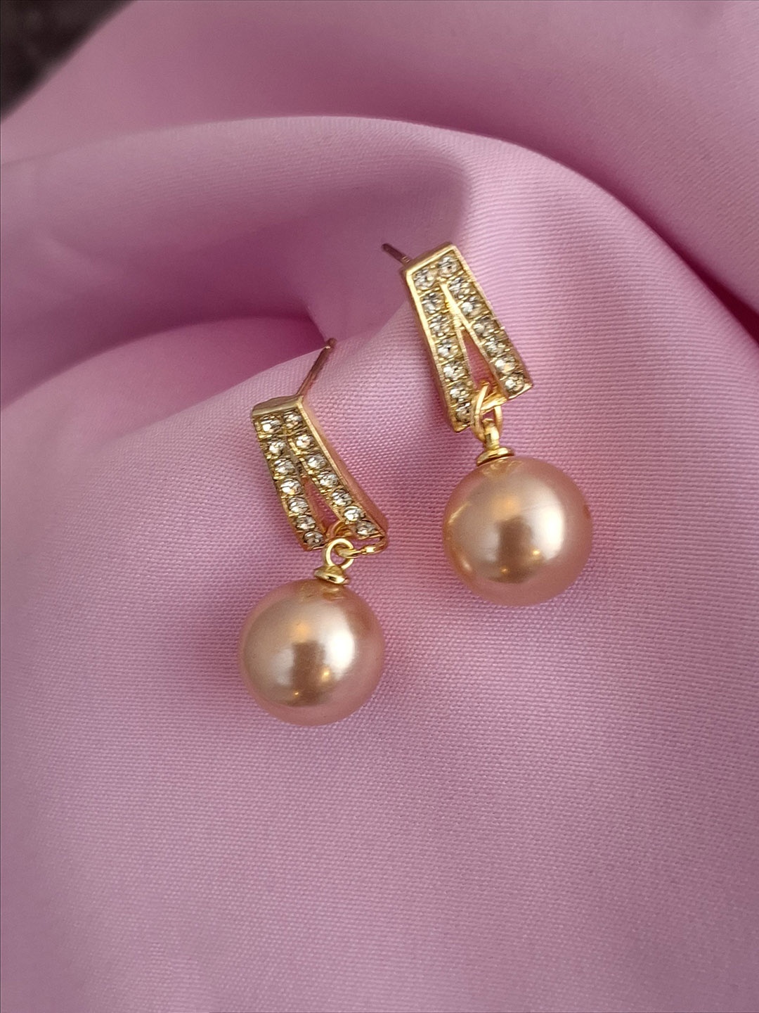 

Z HOME Gold Plated Contemporary Crystals Drop Earrings