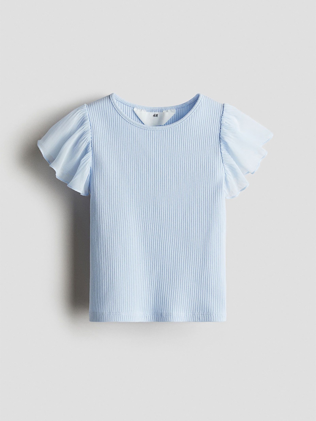 

H&M Chiffon-Sleeve Top, Blue