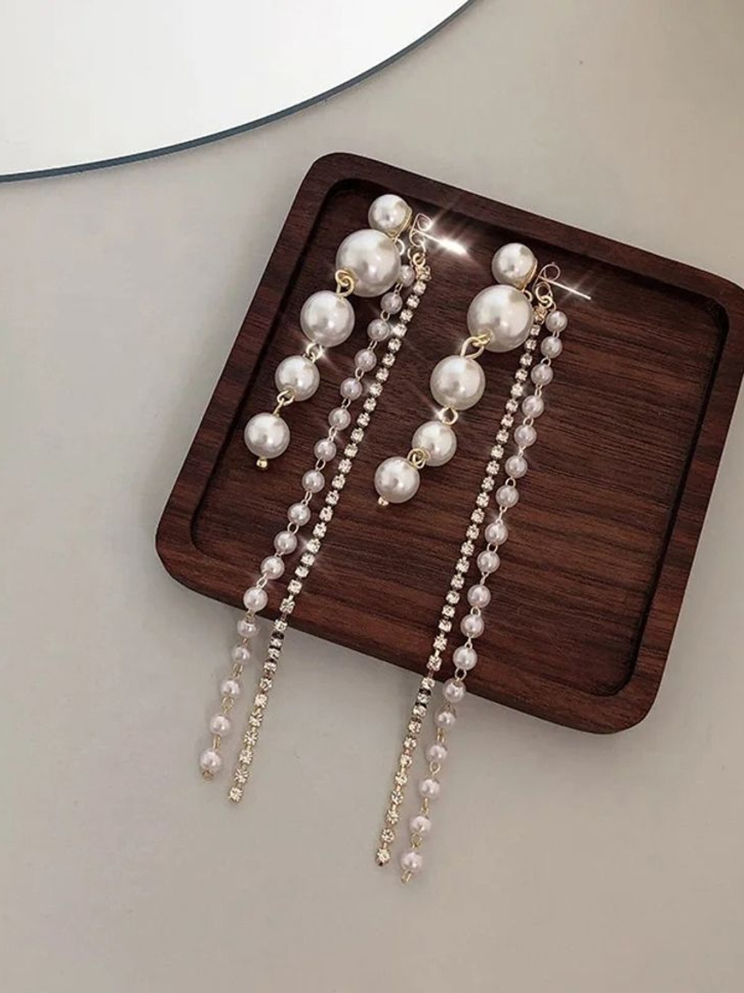 

Celestique Contemporary Pearls Drop Earrings, White
