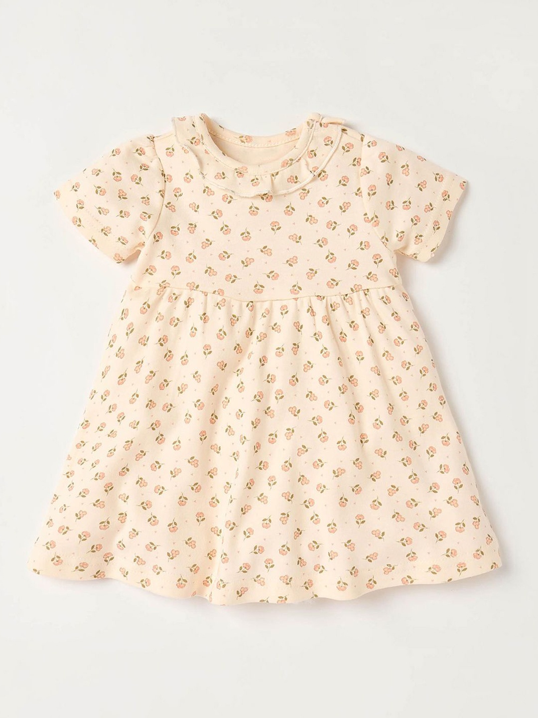 

Juniors by Babyshop Girls Floral Printed Cotton Fit and Flare Dress, Peach