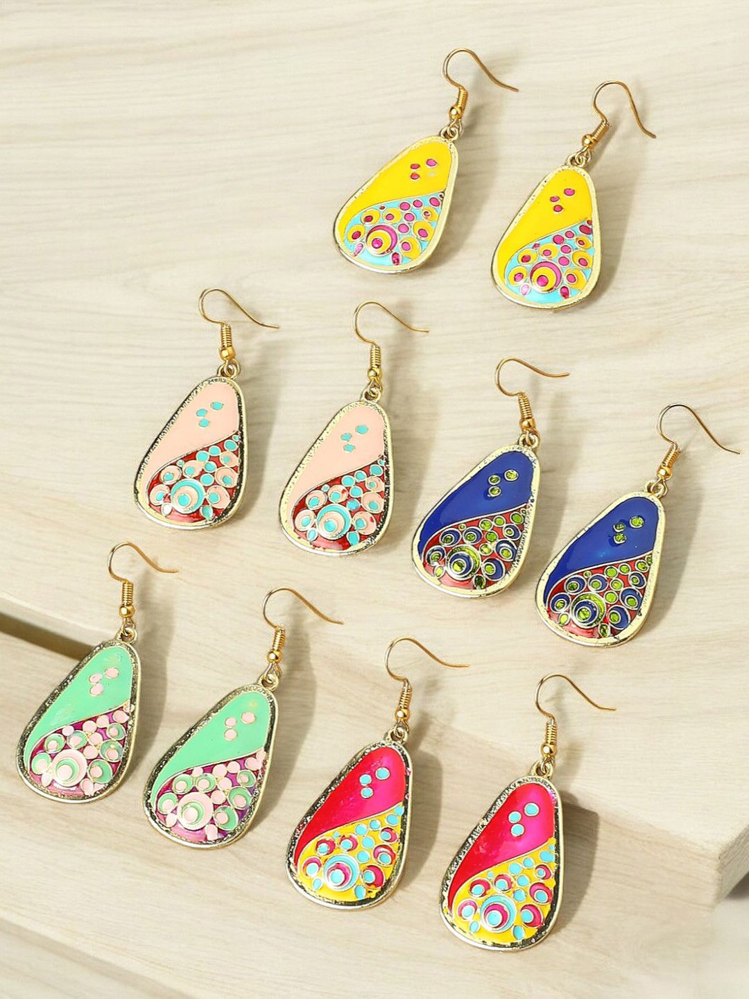 

Anouk Set Of 5 Teardrop Shaped Drop Earrings, Yellow