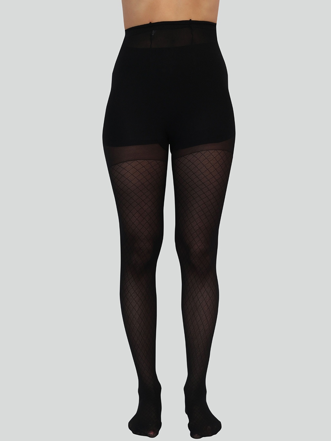 

Glamoras Women Semi Sheer Self Design Stockings, Black
