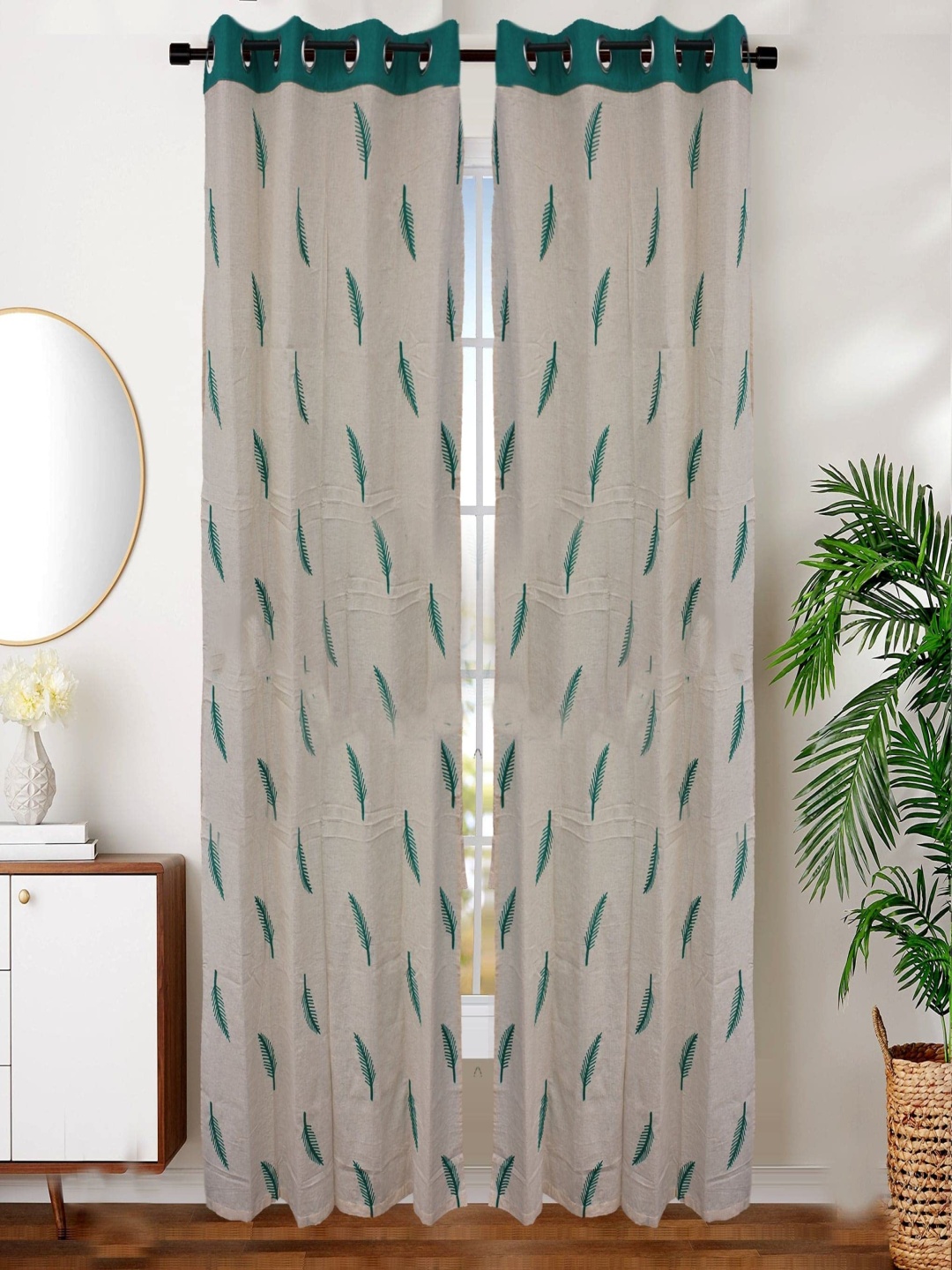 

Dekor World Yellow Set of 2 Embroidered Door Curtain