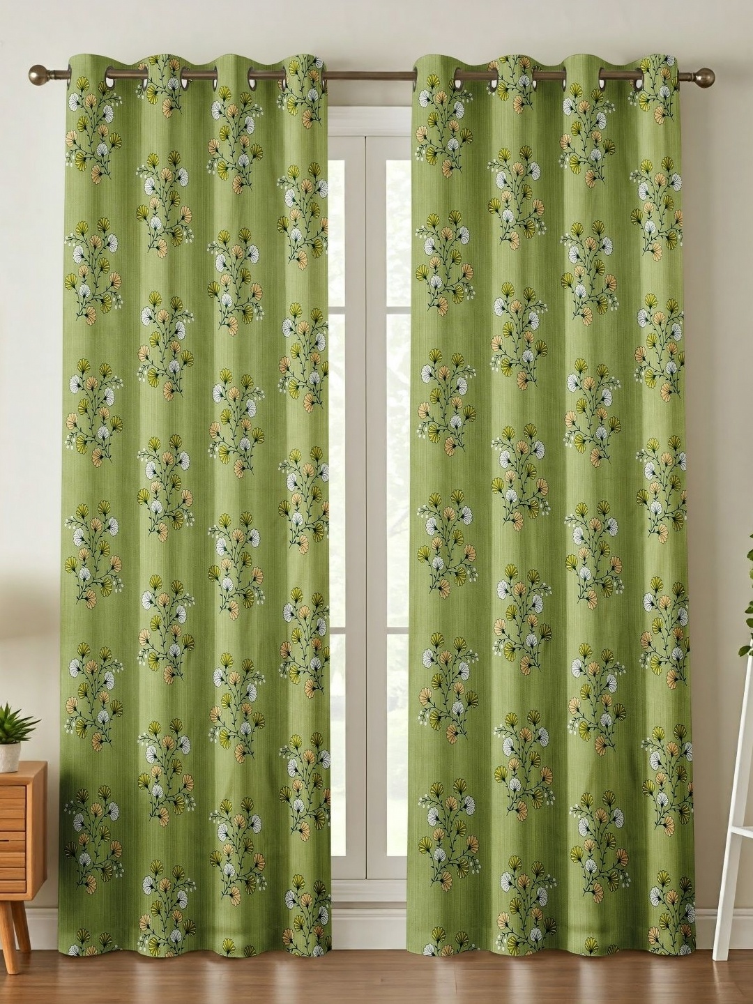 

Galaxy Home Decor Green 2 Pieces Floral Printed Door Curtains