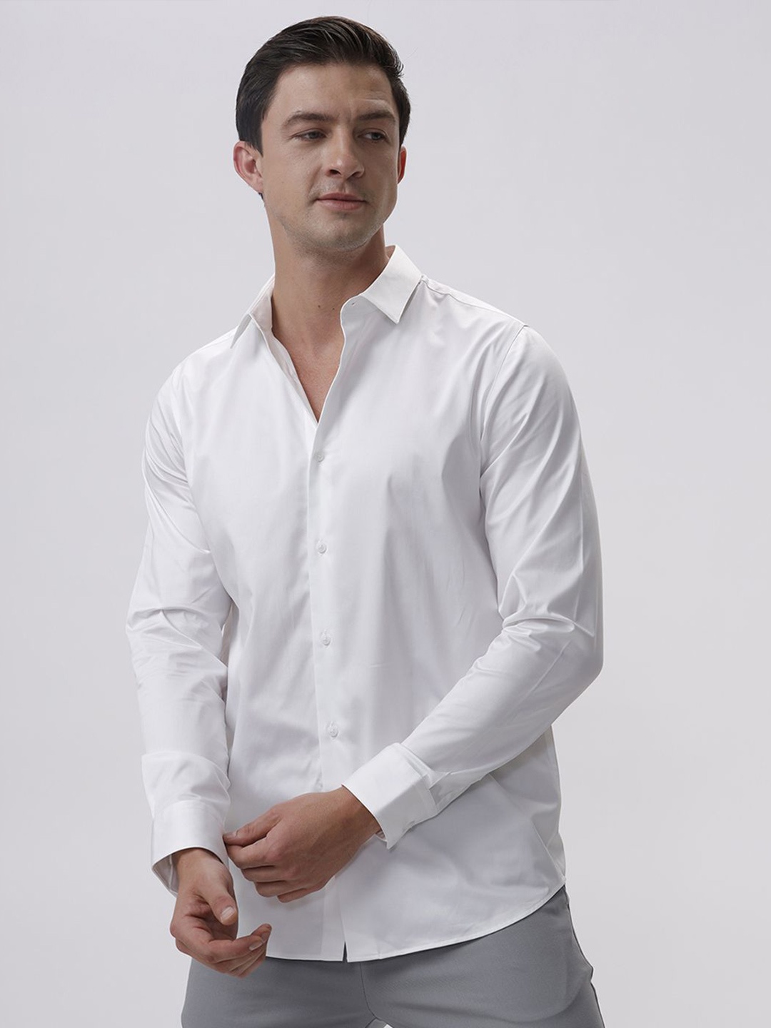 

The Collection Men Classic Slim Fit Opaque Casual Shirt, White