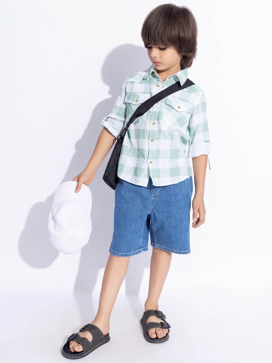 

taffykids Boys Comfort Opaque Checked Casual Shirt, Green