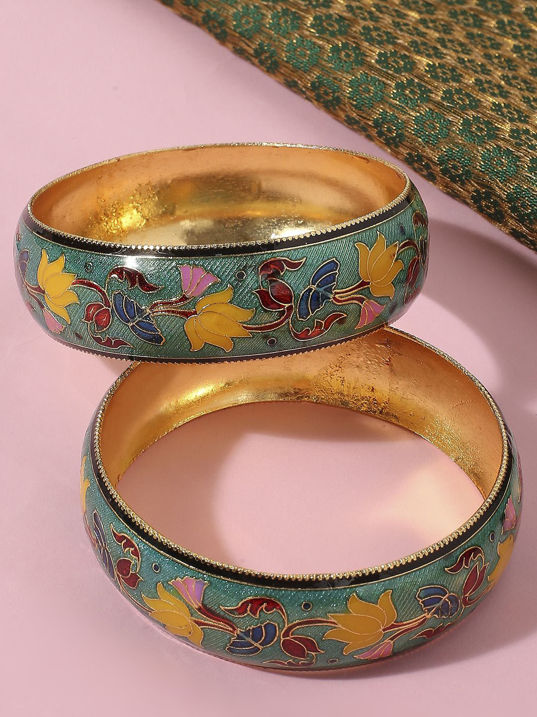 

Anouk Set Of 2 Lotus Design Kada Bangles, Gold