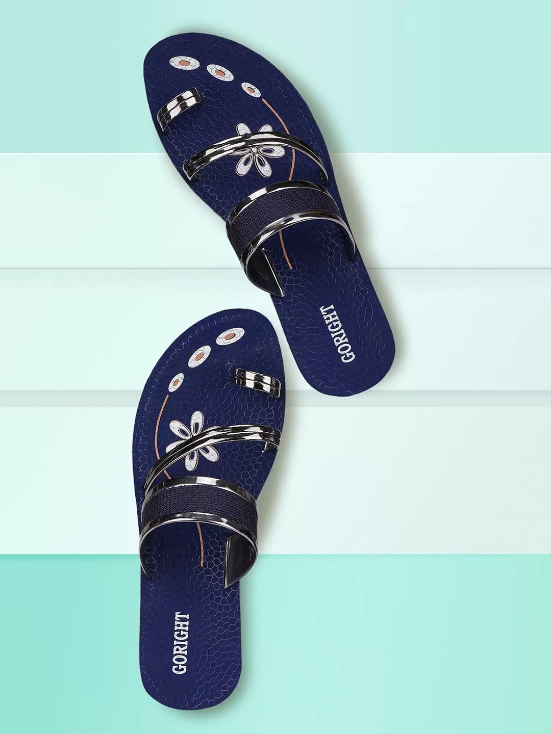 

PENNEN Women Open Toe Flats, Blue