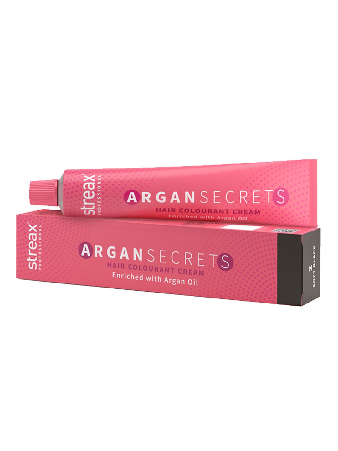 

Streax Professional Argan Secrets Permanent Hair Colourant Cream 90g - Soft Black 2
