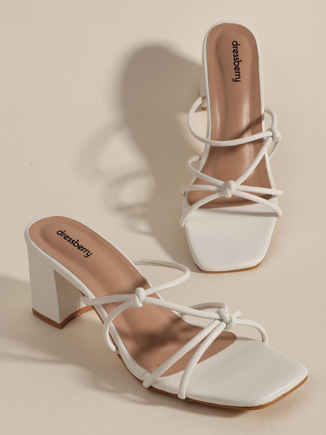 

DressBerry Party Block Sandals with Bows, White