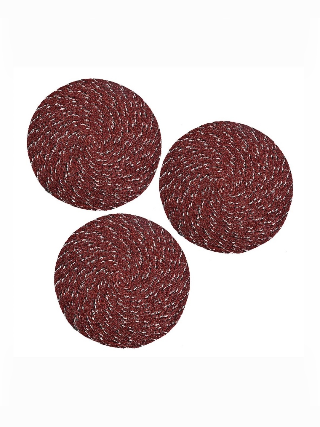 

Aura Maroon & White 3 Pieces Self-Designed Cotton Round Shaped Durable Doormats
