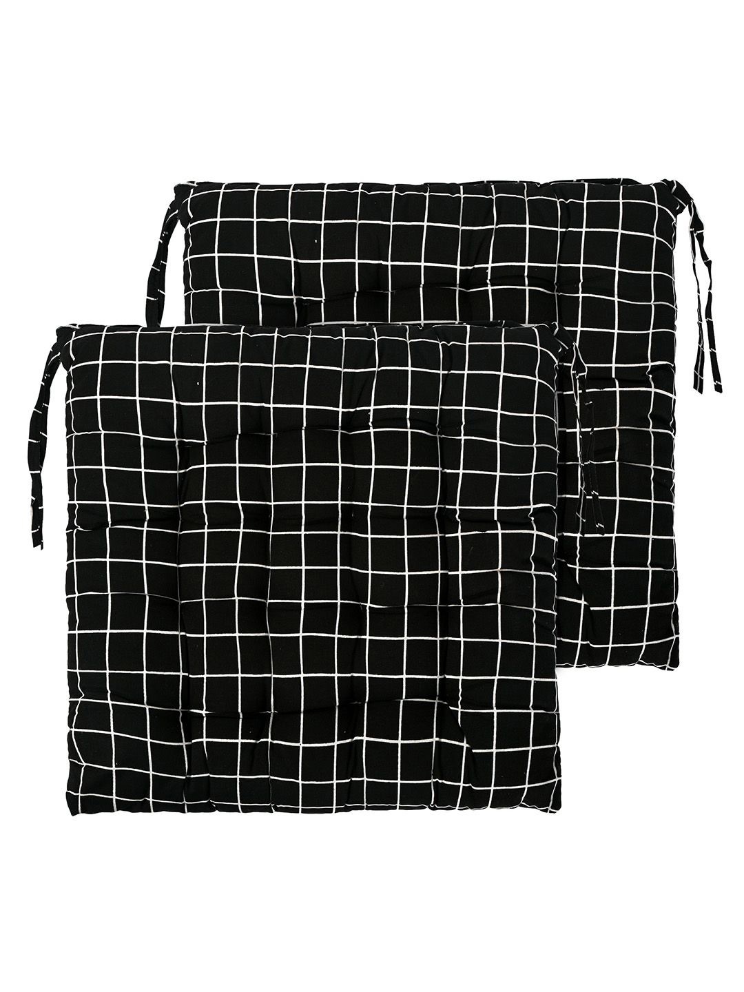 

Kuber Industries Black & White 2 Pieces Printed Cotton Comfort Chair Pads