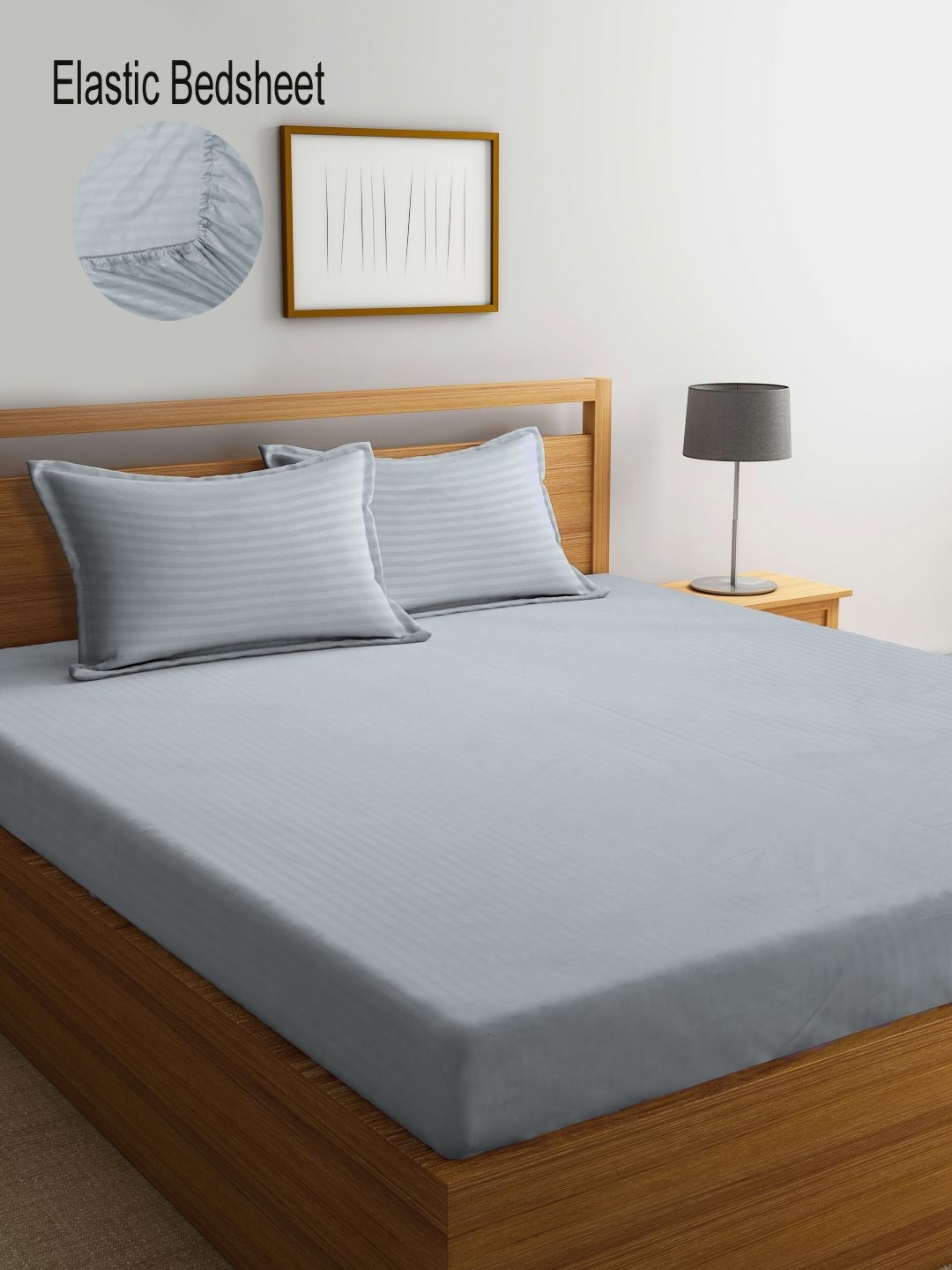 

Myntra Elegant Homes Grey Striped 300 TC Fitted King Bedsheet Set 2.70m x 2.70m