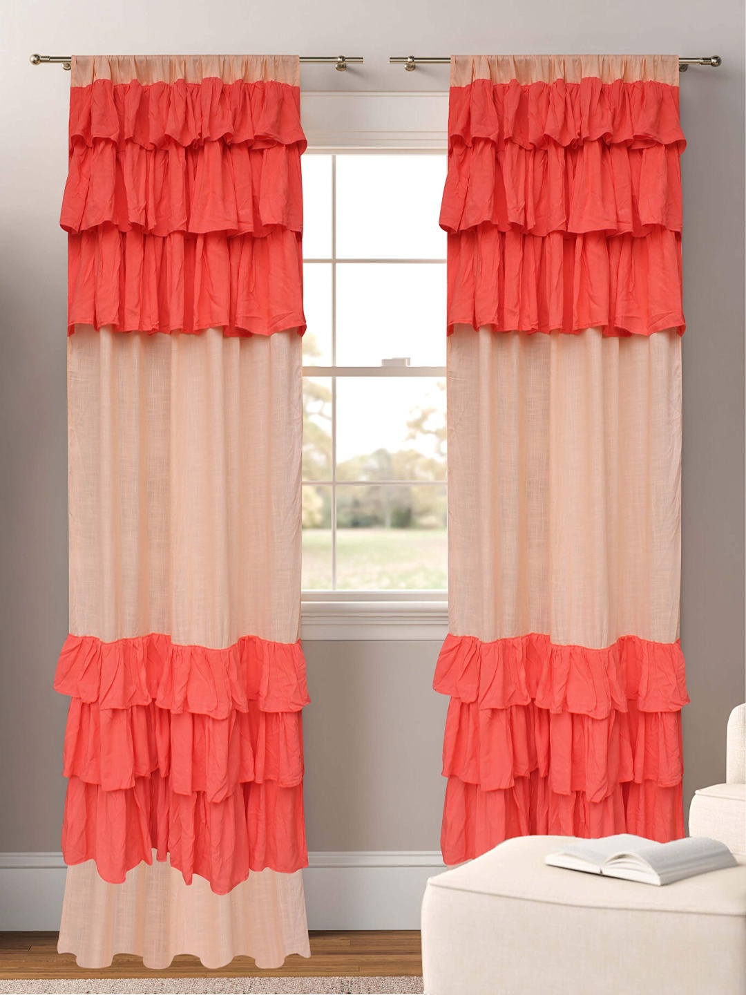 

Dekor World Multicoloured Set of 2 Sheer Door Curtain, Multi