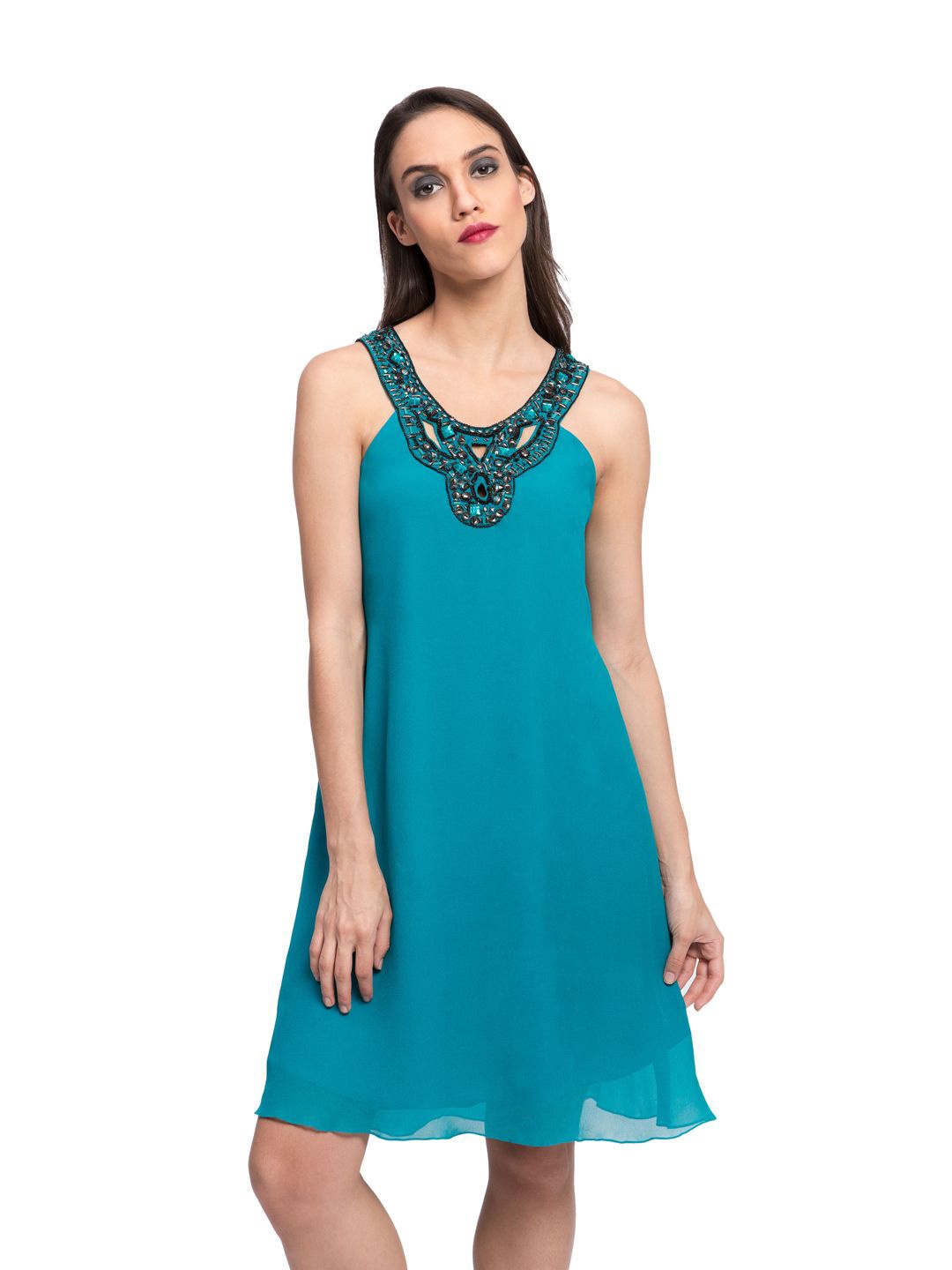 

The Sancy Women Sleeveless A-Line Dress, Blue