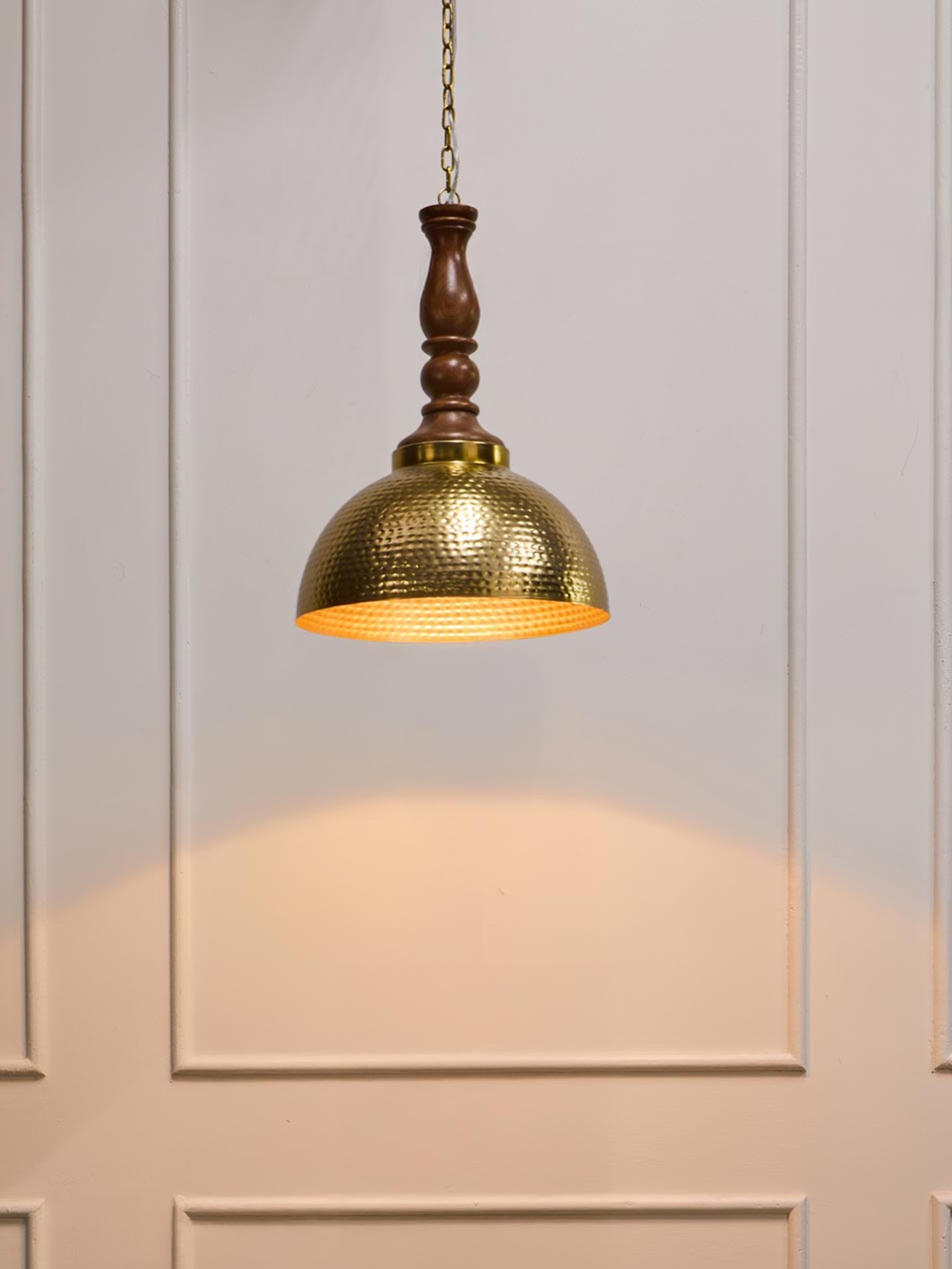 

Fabindia Gold-Toned Textured Ceiling Lamp
