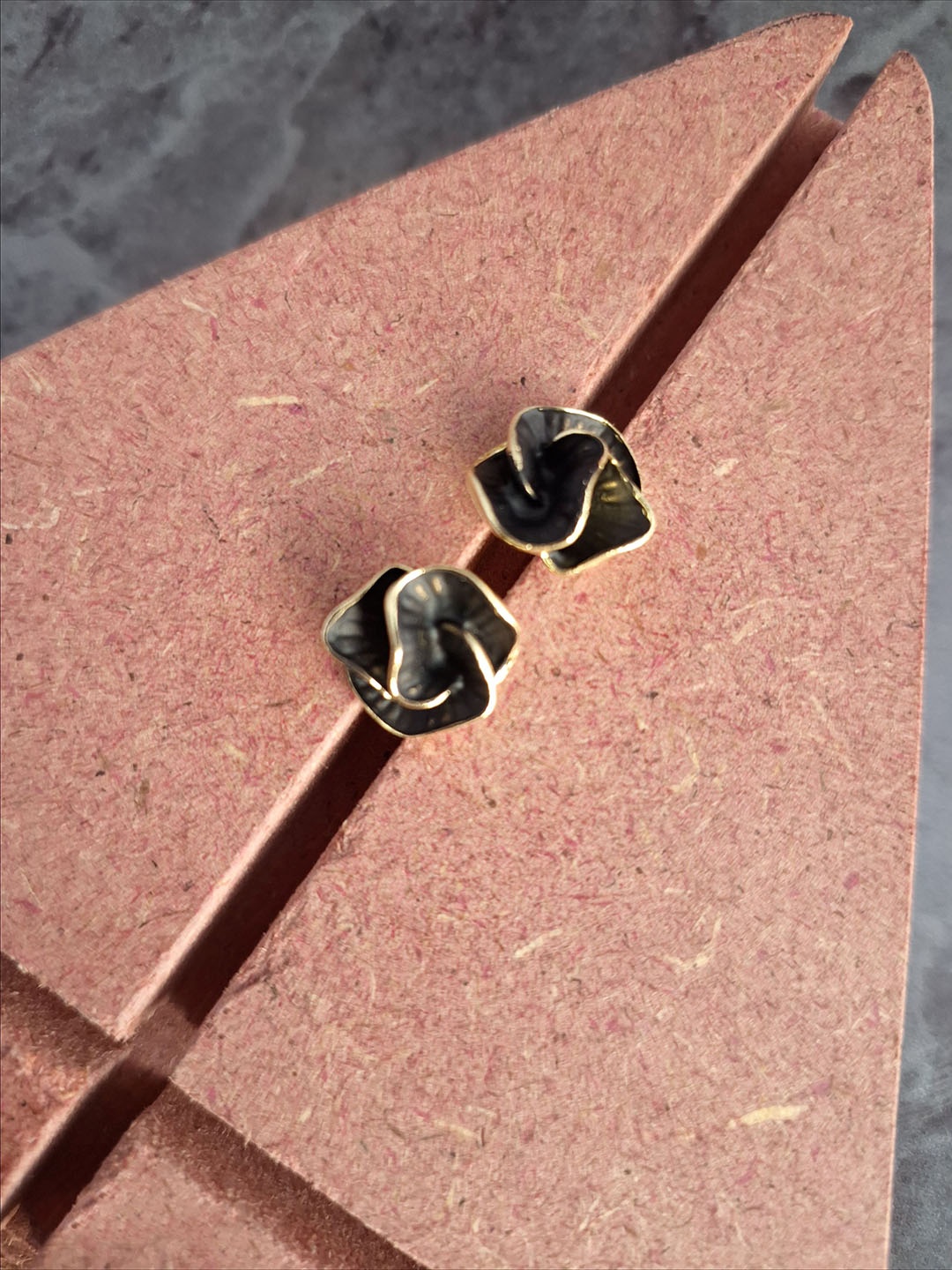 

Z HOME Gold Plated Contemporary Crystals Studs Earrings, Black