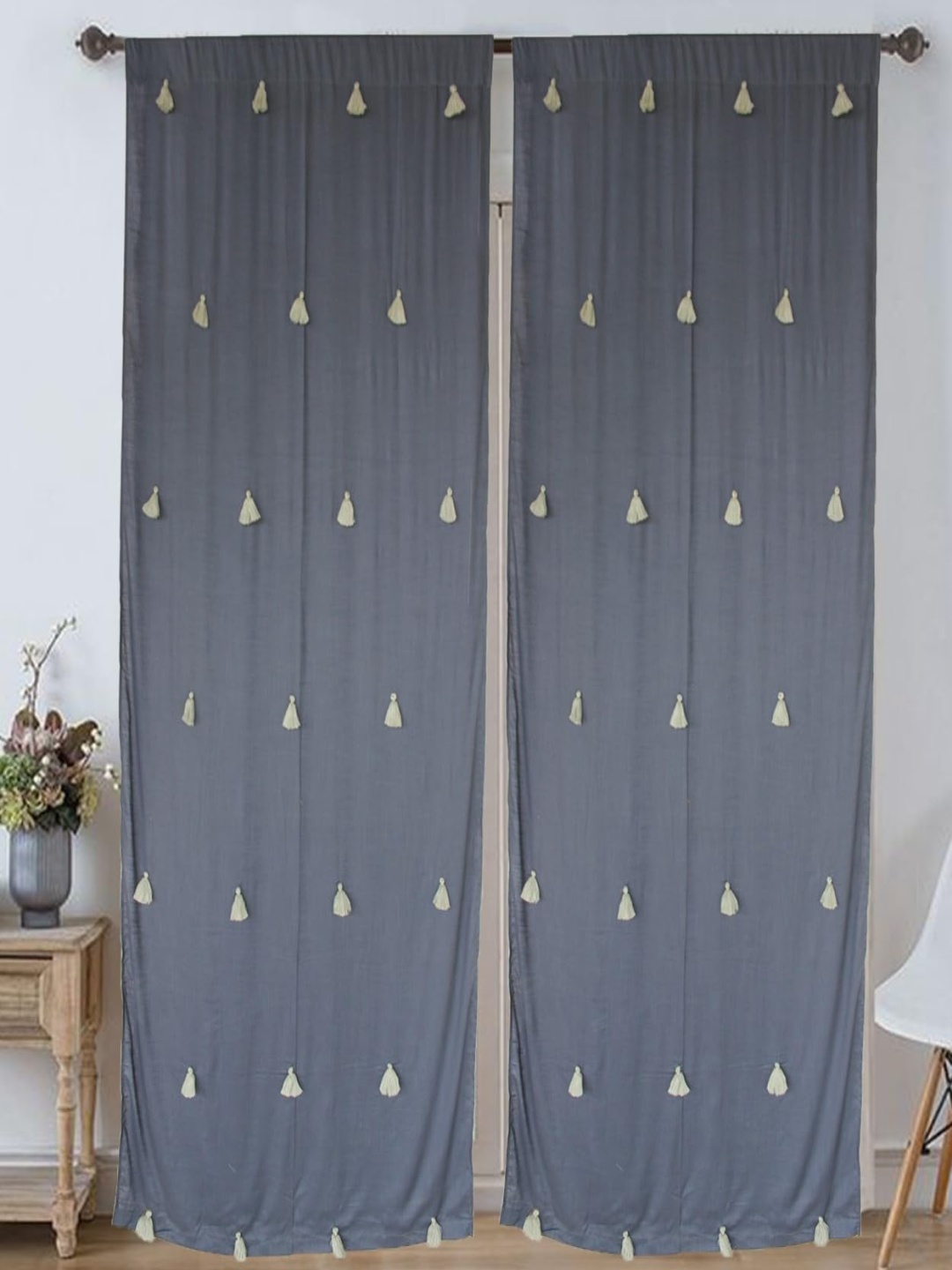 

Dekor World Multicoloured Set of 2 Embellished Sheer Door Curtain, Multi