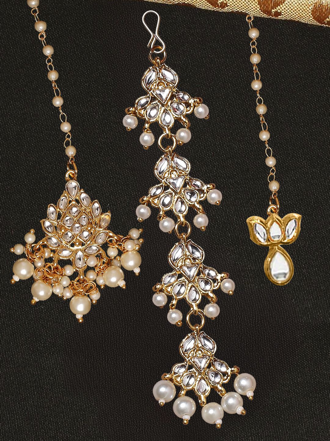 

Anouk Set Of 3 Kundan Studded Maang Tikkas, Gold