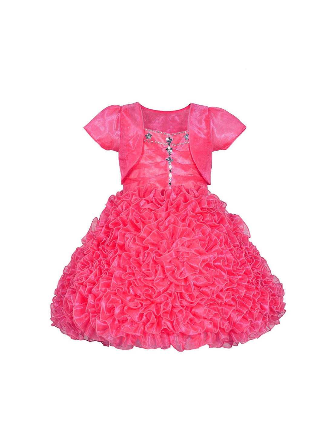 

Wow Princess Girls Embellished Net Fit & Flare Dress With Jacket, Pink