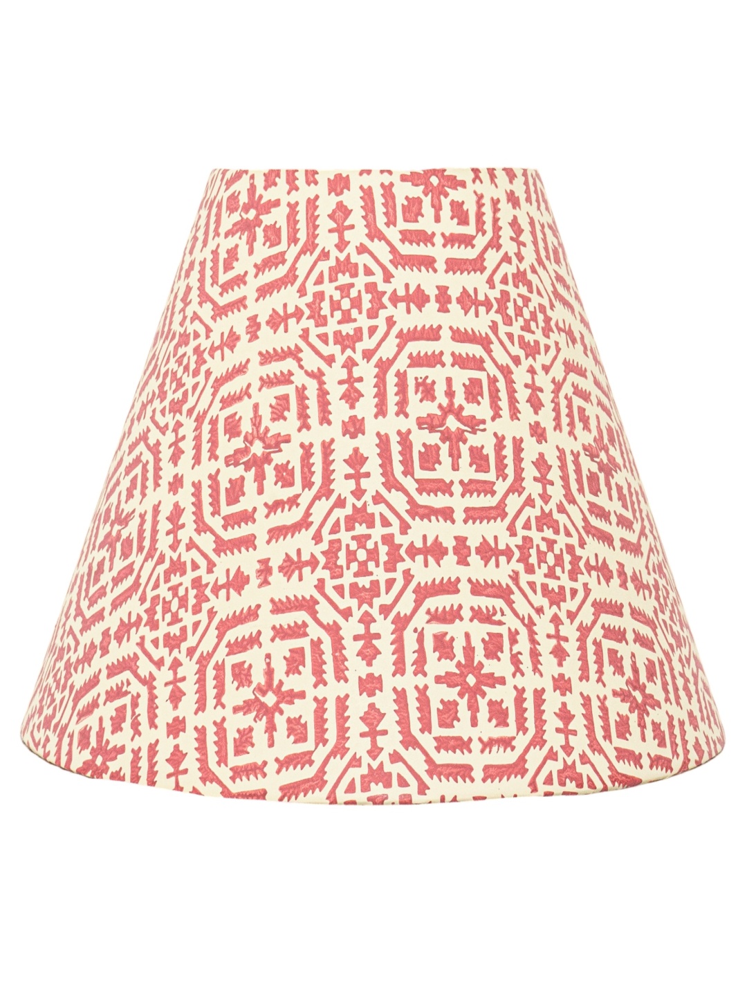 

Lampenschirm India Red Printed Cotton Frusturical Shaped Lampshade